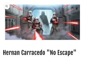 STAMPA ARTISTICA GICLÉE STAR WARS NO ESCAPE DI HERNAN CARRACEDO #88/200 *ESAURITA* - Foto 1 di 2