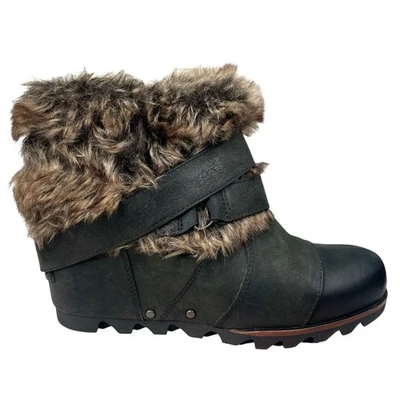 Sorel Mujer’s Joan Of Arctic Marrón Cuero Cuña Botines Talla US 7 Foto 1 de 4