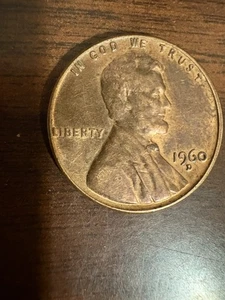 1960 penny D mint mark “L Error” On Rim - Picture 1 of 3