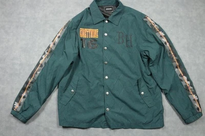 Pink Dolphin Jacket Mens Large Green Coaches Snap Black Hollywood Camo Stripe - Image 1 of 4
