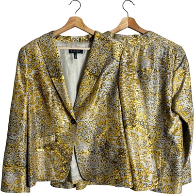 Chaqueta Blazer Para Mujer Escada Binchen Seda Estampado Leopardo 46 Antracita Diseñador Foto 1 de 4
