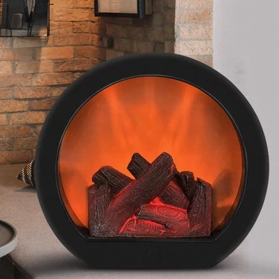 Fireplace Lanterns Decorative,Portable Vintage Electric Fake Fireplace Light wit - Image 1 of 4