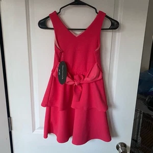 Ava & Yelly Hot Pink Tie Peplum Dress Girls size 10 NWT's Ruffle $52 - Picture 1 of 14