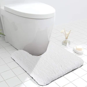 Luxury White Contour Bath Rug, 19.5 X 19.5 Inches Shaggy Bathroom Rugs,Non Sl... - Picture 1 of 7
