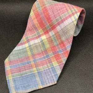 Vintage Brooks Brothers Madras Plaid Designer Tie Made in USA 58" x 4" - Picture 1 of 4