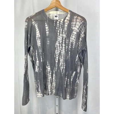 Suéter NSF Estampado Tie Dye Manga Larga Cuello Redondo Algodón Modal Cachemira Gris Talla P Foto 1 de 4