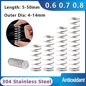 10Pcs 0.6mm 0.7mm 0.8mm Stainles Steel Compression Spring Pressure Small Spring - Picture 1 of 24