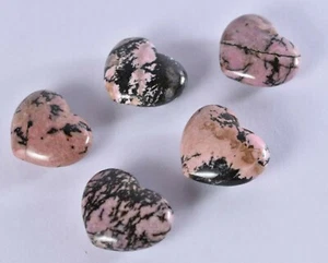 30 mm corazón soplado de piedras preciosas rodonita, piedra de palma, curación con cristal, vendedor con sede en el Reino Unido - Imagen 1 de 3