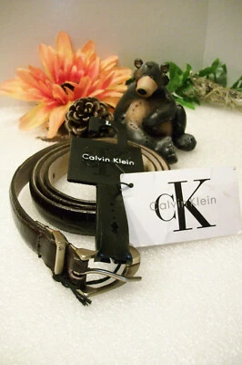 Cinturón de cuero marrón genuino CALVIN KLEIN talla L nuevo con etiquetas 38" L x 1/2" W  Foto 1 de 4