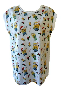 ATMOSPHERE Ladies Size 12 White Multi Festive Christmas Minions Crew T Shirt Top - Picture 1 of 12