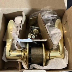 Schlage F40 ACC 605 Akzent Türhebel Bett & Bad Sichtschutz hell Messing NOB - Bild 1 von 4