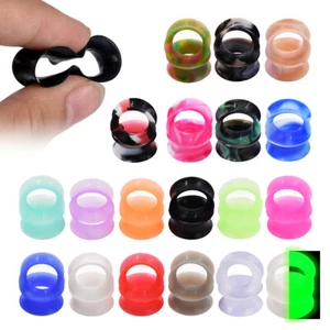 2PCS Sottile Silicone Tunnel Orecchio Morbido Tappi Orecchie Flessibili Manometri Piercing - Foto 1 di 27