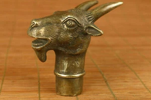 Cabezas de cabra antiguas de bronce coleccionables cuerno cabeza de bastón - Imagen 1 de 5