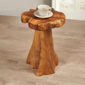 Rustic Teak Tree Stump Table – Live Edge Side Table or Stool, Natural Wood, Gift - Picture 1 of 15