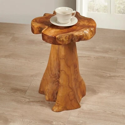 Rustic Teak Tree Stump Table – Live Edge Side Table or Stool, Natural Wood, Gift - Image 1 of 4