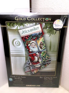 ABMESSUNGEN SCHÜSSIGKEITENROHR SANTA STRUMPF GEZÄHLTER KREUZSTICH-KIT 16 STÜCK NEU - Bild 1 von 4