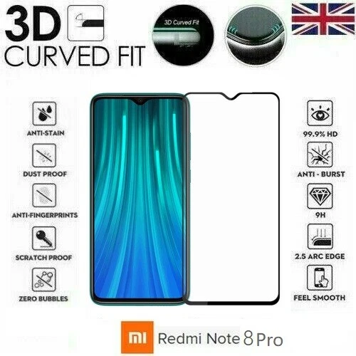 For Xiaomi Redmi Note 8 Pro Full 3D Tempered Glass 9H Screen Protector Cover - Image 1 of 1