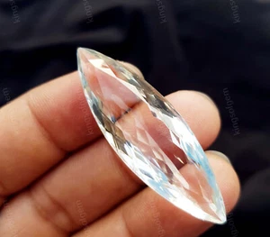 42 Ct Natural White Color Crystal Marquise Shape Quartz Eye Clean Loose Gemstone - Picture 1 of 5