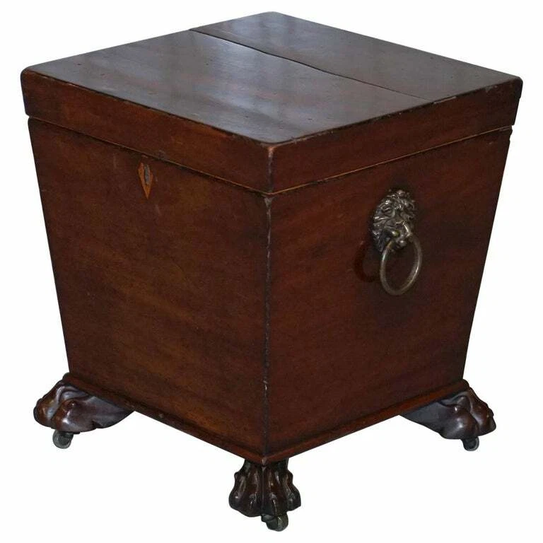 ORIGINAL REGENCY CIRCA 1815 REFRIGERADOR DE VINHO MOGNO ALÇAS DE LATÃO LEÃO PÉS DE PATA - Imagem 1 de 4