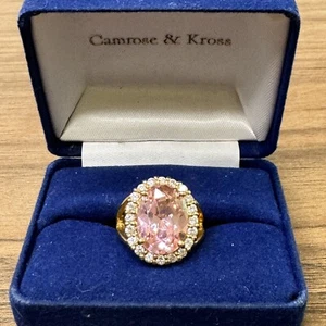 Anillo Ovalado Camrose & Kross Vintage Tono Dorado Rosa Cristal Transparente Con Caja Talla 6 - Imagen 1 de 9