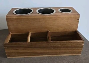 Bathroom Hair Styling Tools Organizer Countertop Wood Dryer Iron Curler Brush - Bild 1 von 14