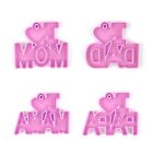 I Love Mom Dad Word Keychain Pendant Resin Mold Thanksgiving Silicone