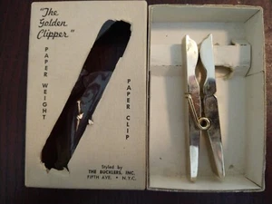 The Golden Clipper Clothespin Paperweight Vintage - Picture 1 of 5