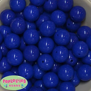 Lote de 20 mm cuentas de goma de mascar sólida de acrílico azul real 20 piezas chicle grueso - Imagen 1 de 1
