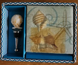 Tapón de vino con juego de servilletas "temático Sea Shell" - Imagen 1 de 1