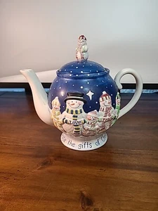 Christian Book Distributors Snowman Family Ceramic Teapot RARE! READ** - Picture 1 of 24