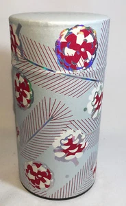Teavana 5oz Tea or Coffee Storage Tin Blue Pinecone Red White Peppermint - Picture 1 of 5