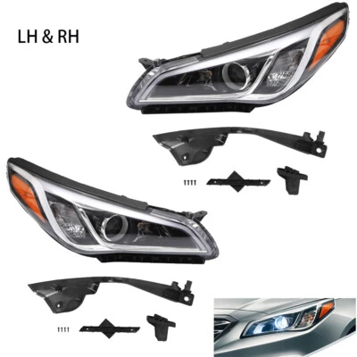 Halogen Headlights Set for 2015-2017 Hyundai Sonata Headlamp LH&RH - Image 1 of 4