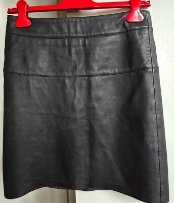 Esprit   New Women's  genuine leather black  mini  lined skirt  size 8  zip fly  - Image 1 of 4
