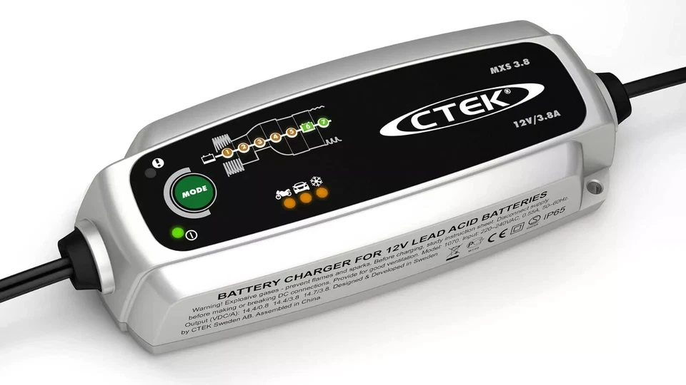 Ctek MXS 3.8 caricabatterie mantenitore batteria fino 85Ah Auto Moto, Freddo/AGM