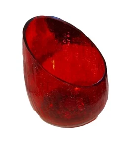 Vintage Crackle Glas Vase Kerzenhalter mit schrägem Rand rot groß MCM - Bild 1 von 10