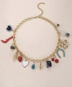 Boho Necklace Zara Horseshoe Flower Y2K Cherry Strawberry Coral Gold Heart CZ - Picture 1 of 11