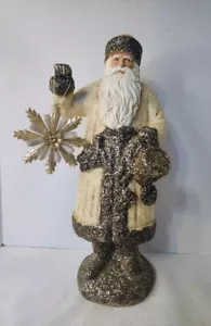 OLD WORLD TEDESCO SANTA DISTRESS con ORO GLITTERATO alto 17" vintage - Foto 1 di 13