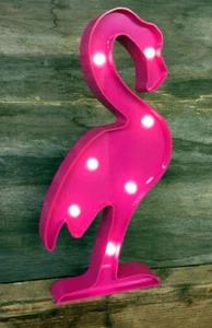 LARGE  12 INCH  LED LIGHTED PINK PLASTIC FLAMINGO YARD OUTDOOR DECORATION  NEW - Picture 1 of 5