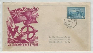 1946 CANADA VICTORY AND PEACE SERIES FDC BY STAEHLE  C9 AIRMAIL GEESE - Picture 1 of 1