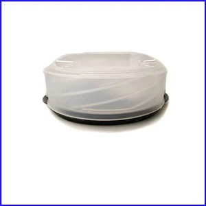 Stylish Twist Lock Cake Container - Dishwasher Safe Black Carrier, Round 12.4 in - Picture 1 of 4