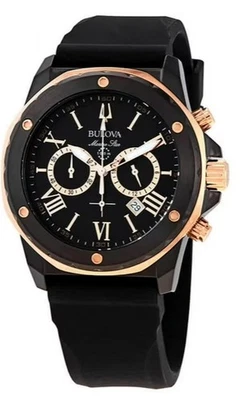 Bulova Men's Black and Rose Gold Chronograph Watch - Image 1 of 2