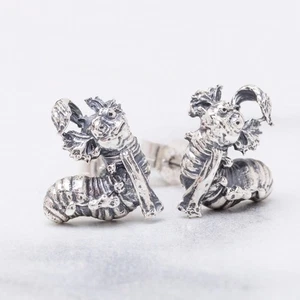 Official Sterling Silver Labyrinth Worm Stud Earrings - Picture 1 of 2