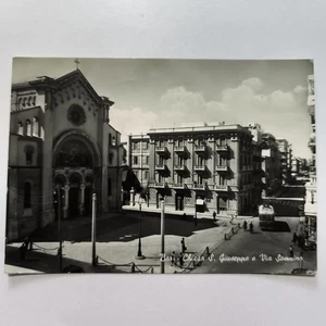 BARI CHIESA S. GIUSEPPE E VIA SONNINO CARTOLINA VINTAGE SPEDITA 1954 VIAGGIATA  - Picture 1 of 2