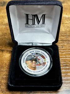 MONEDA DE BÉISBOL AARON JUDGE MLB LE PLATA 1 OZ SS HOME RUN RECORD HIGHLAND COMO NUEVA - Imagen 1 de 5