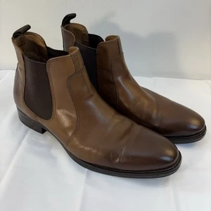 Johnston & Murphy Chelsea Brown Leather Boots Mens’s 10 Medium Slip On Stretch - Picture 1 of 13