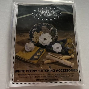 Primitive Gatherings White Peony Stitching Accessories Kit - Picture 1 of 2