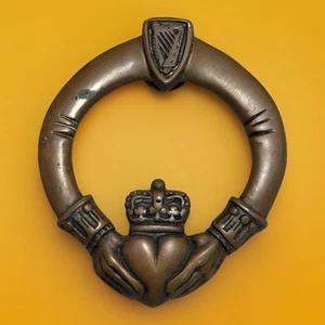 Vintage Michael Healy Brass Door Knocker Traditional Claddagh Irish Cottage - Picture 1 of 9