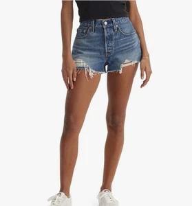 Levi's Damen 501 Original Jeansshorts "Darn It Now" Distressed Cutoffs Gr. 30 - Bild 1 von 10