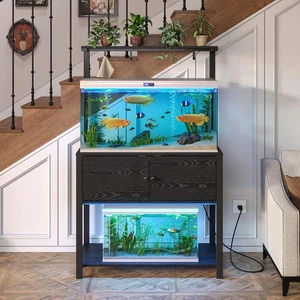 40-50 Gallon Fish Tank Stand LED Light Power Outlets, Heavy Duty Aquarium Stand - Picture 1 of 8