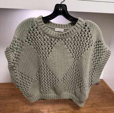 Authentic Brunello Cucinelli Crochet Open Knit Sweater, XS ( see description) - Image 1 of 4